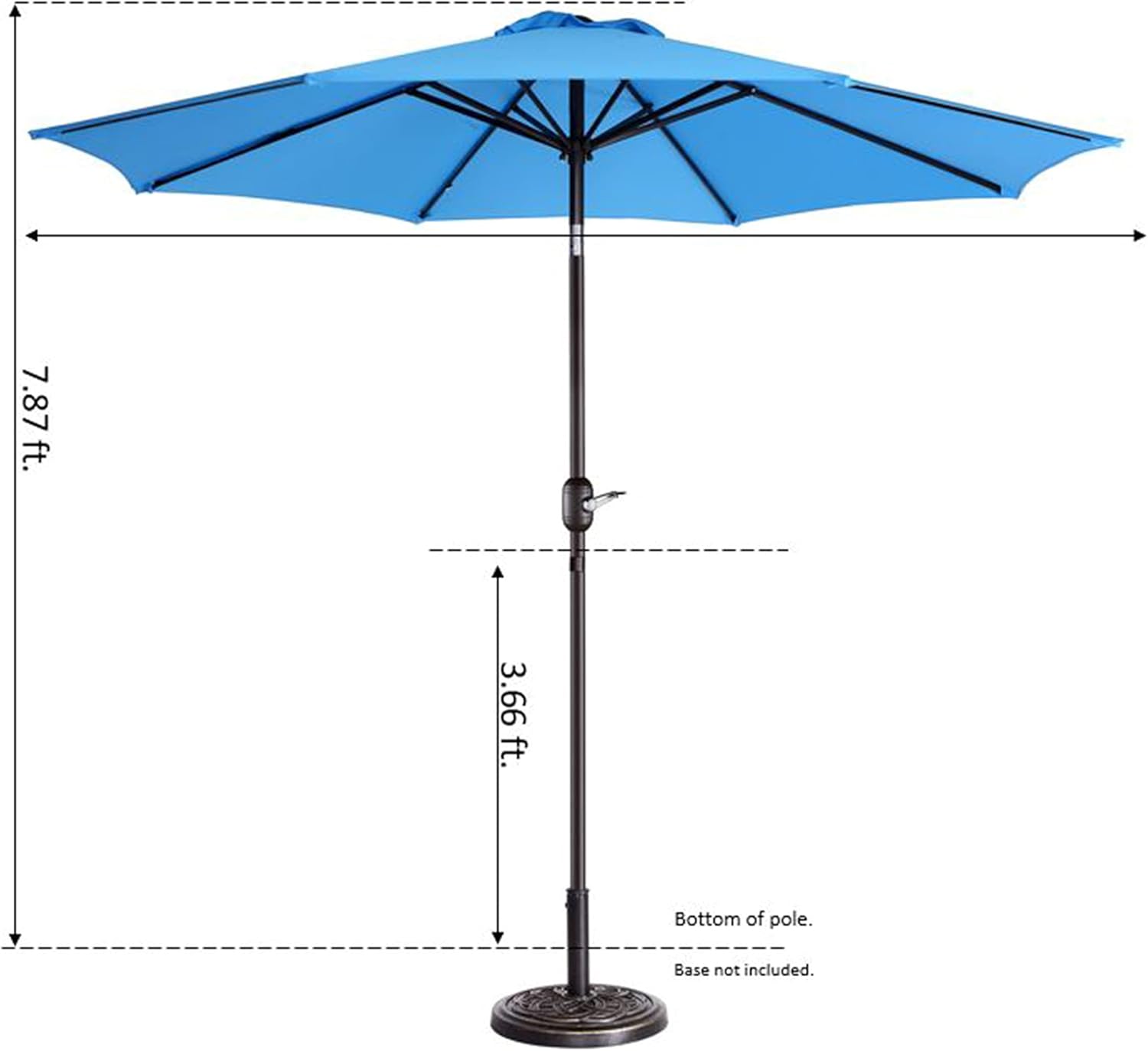 Pure Garden 741227ETJ Patio Umbrella, Blue, 9 stopa