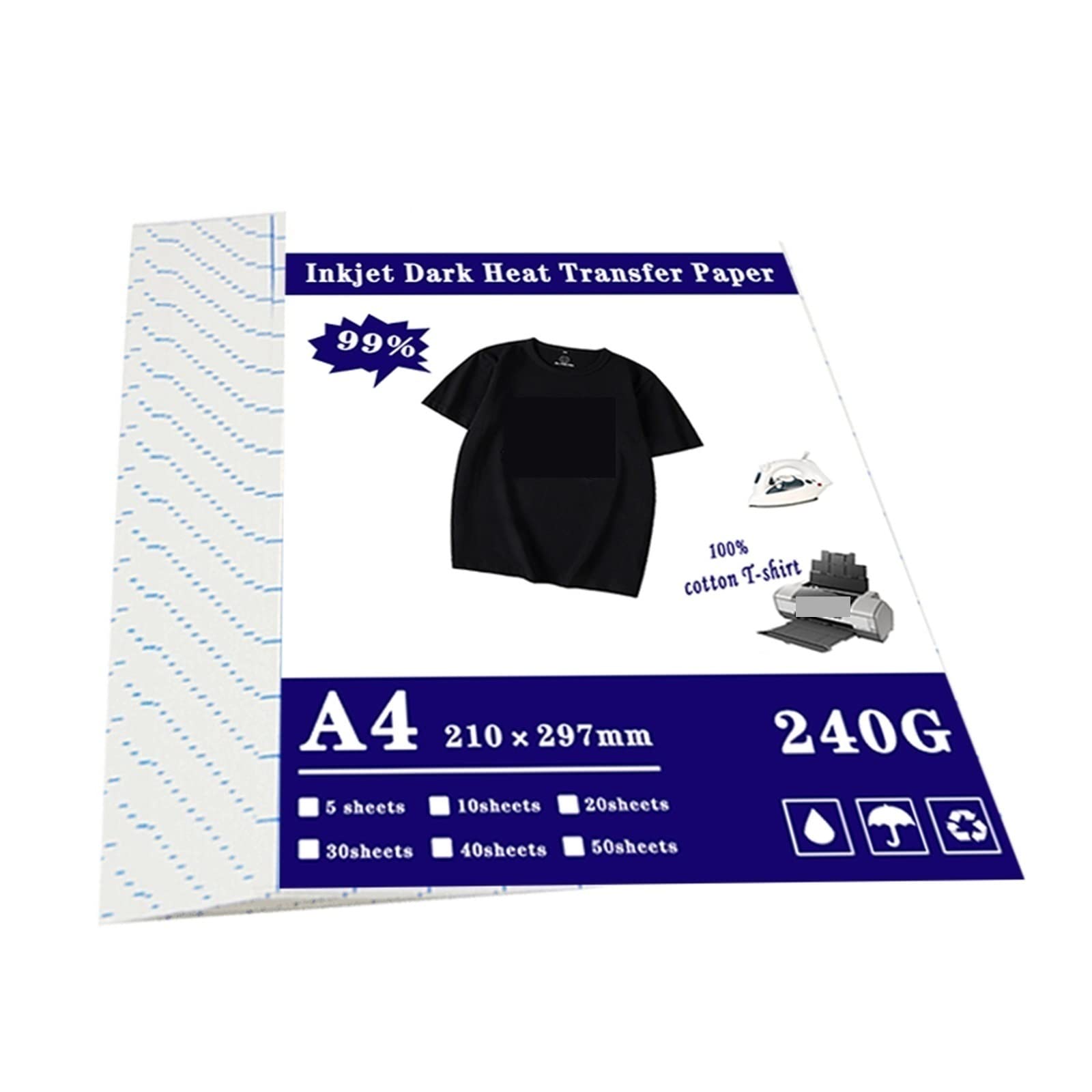 A3 A4 żelazko na T Shirt papier termotransferowy na ciemny kolor 100% tkaniny bawełniane tkaniny druk atramentowy projekt na prezenty dla majsterkowiczów Lucky (Color : A4 dark 10 sheets)