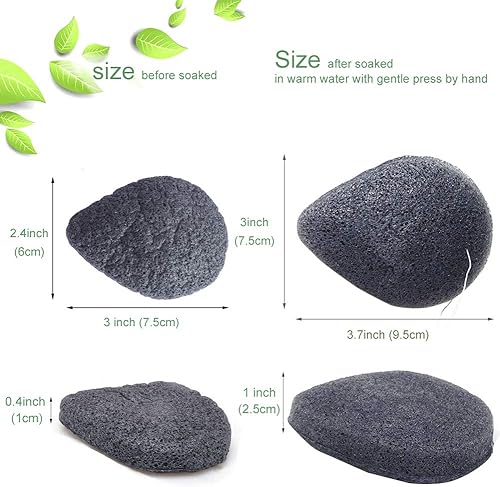 Miniatura 2 de JOSALINAS Nature Konjac - Esponja facial (3 paquetes con carbón de bambú activado para limpieza facial cosmética)