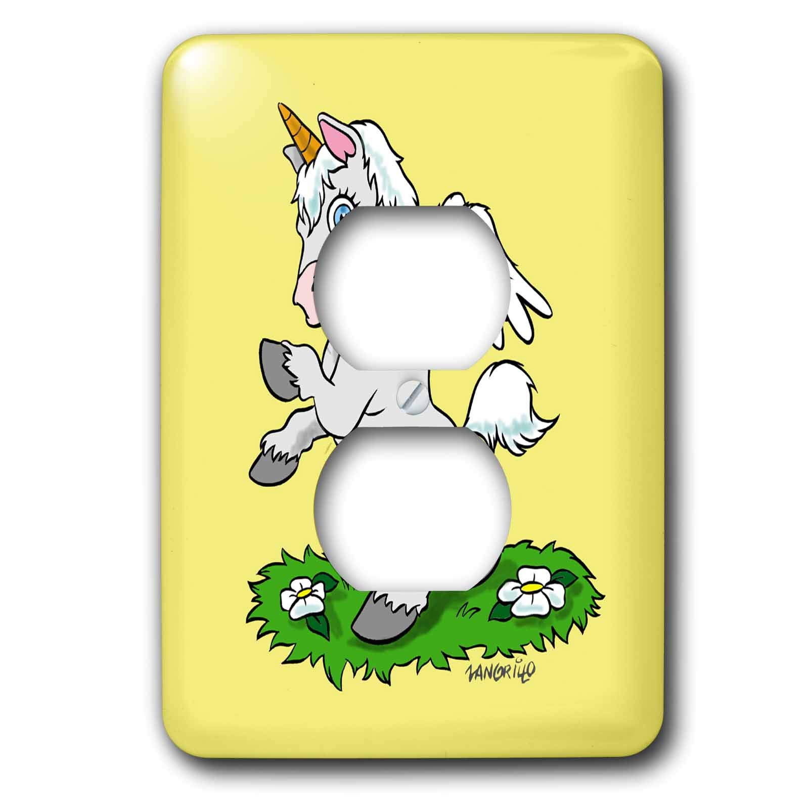 Licorne sur 2 prises Jaune deco de chambre enfant et bureau ludique