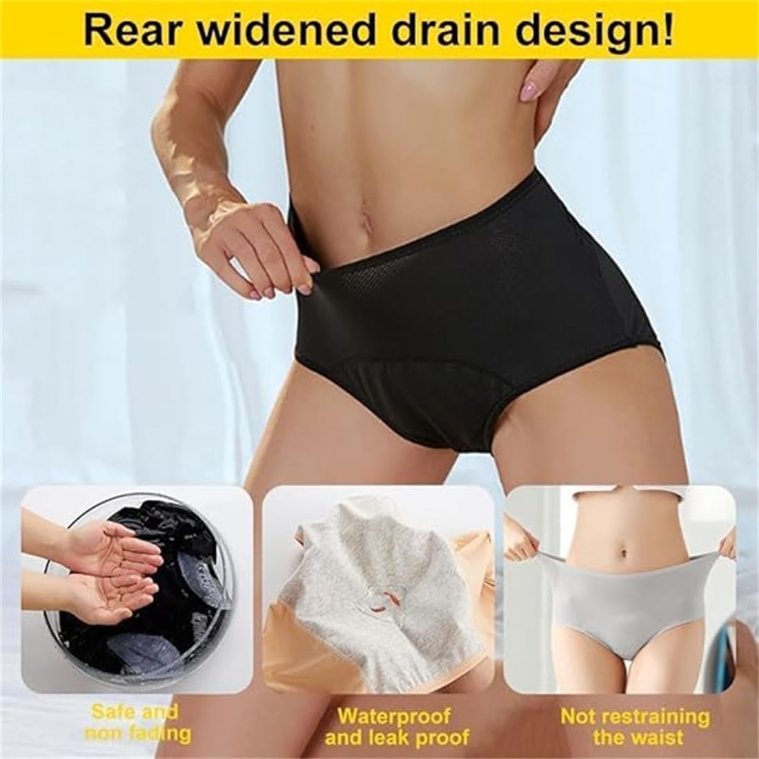 Culotte Incontinence Femme Lavable, Culotte Fuite Urinaire Femme Lavable, Culottes réutilisables taille haute et anti-fuites pour femme (Kaki-5Pièces,5XL)