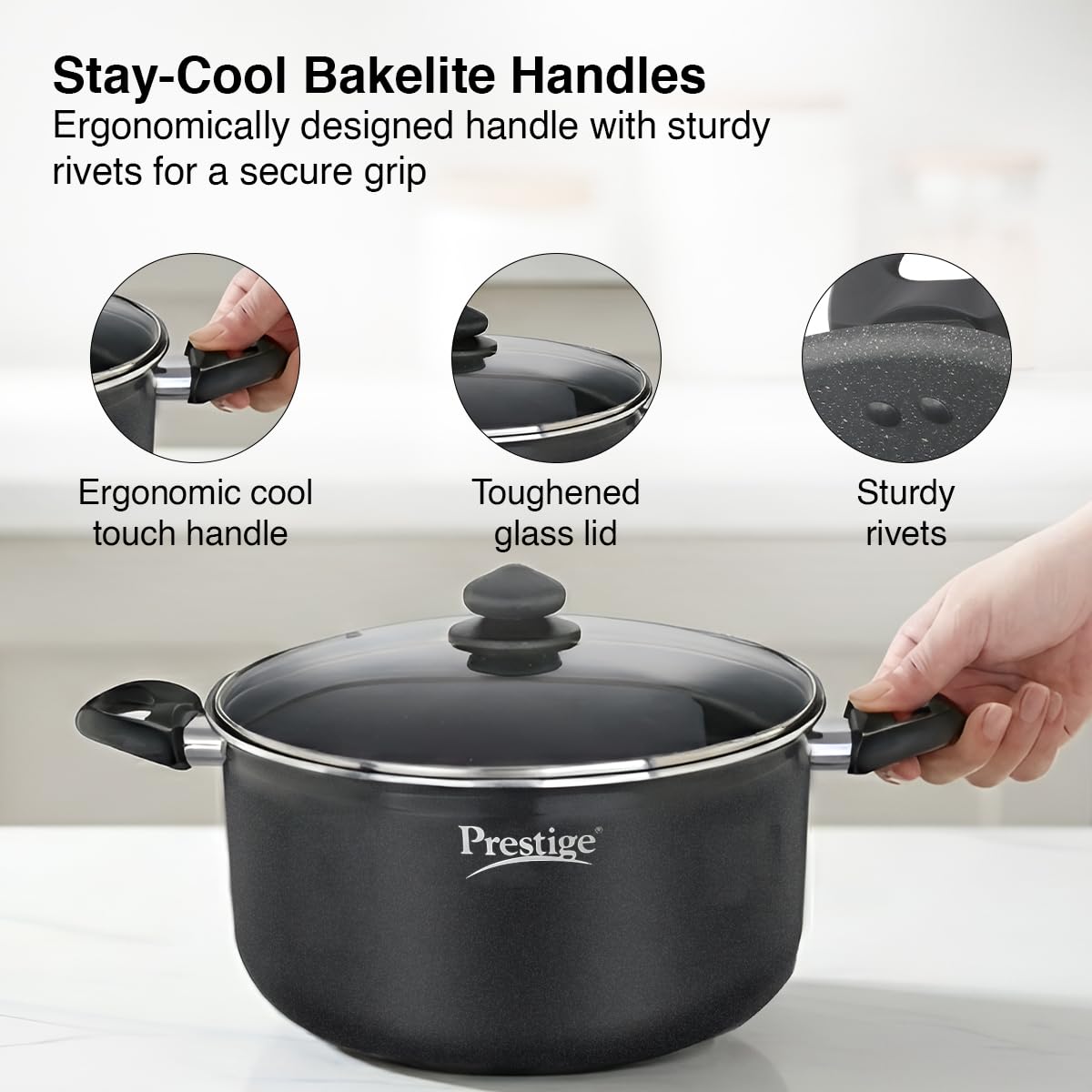 Prestige Omega Deluxe Granite Stock Pot - 28cm -9