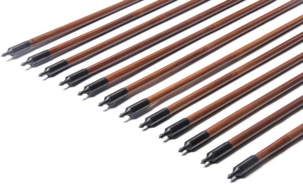 Archery Bamboo Arrows, 32 inch Traditional Hunting Practice Target Arrow 5" Turkey Feathers Fletching Recurve Bow Longbow(Pack of 12)
