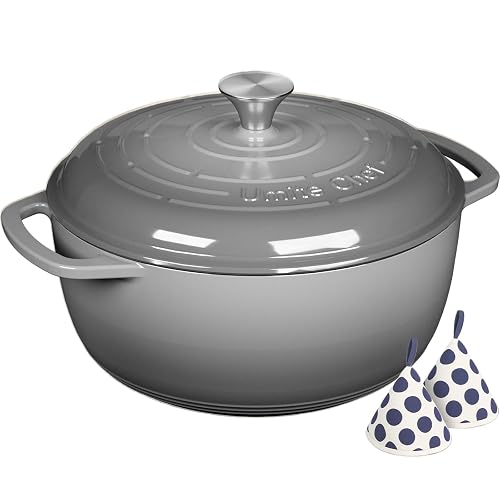 Enameled Cast Iron Dutch Oven Umite Chef 6QT Grey