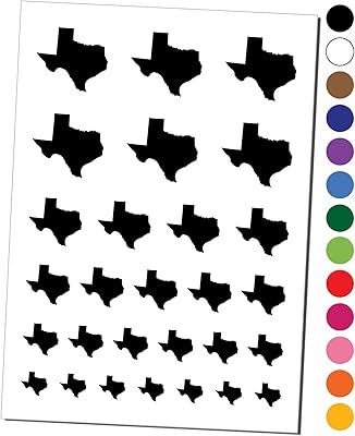 Texas State Silhouette Temporary Tattoo Water Resistant Fake Body Art Set Collection - Red (One Sheet)
