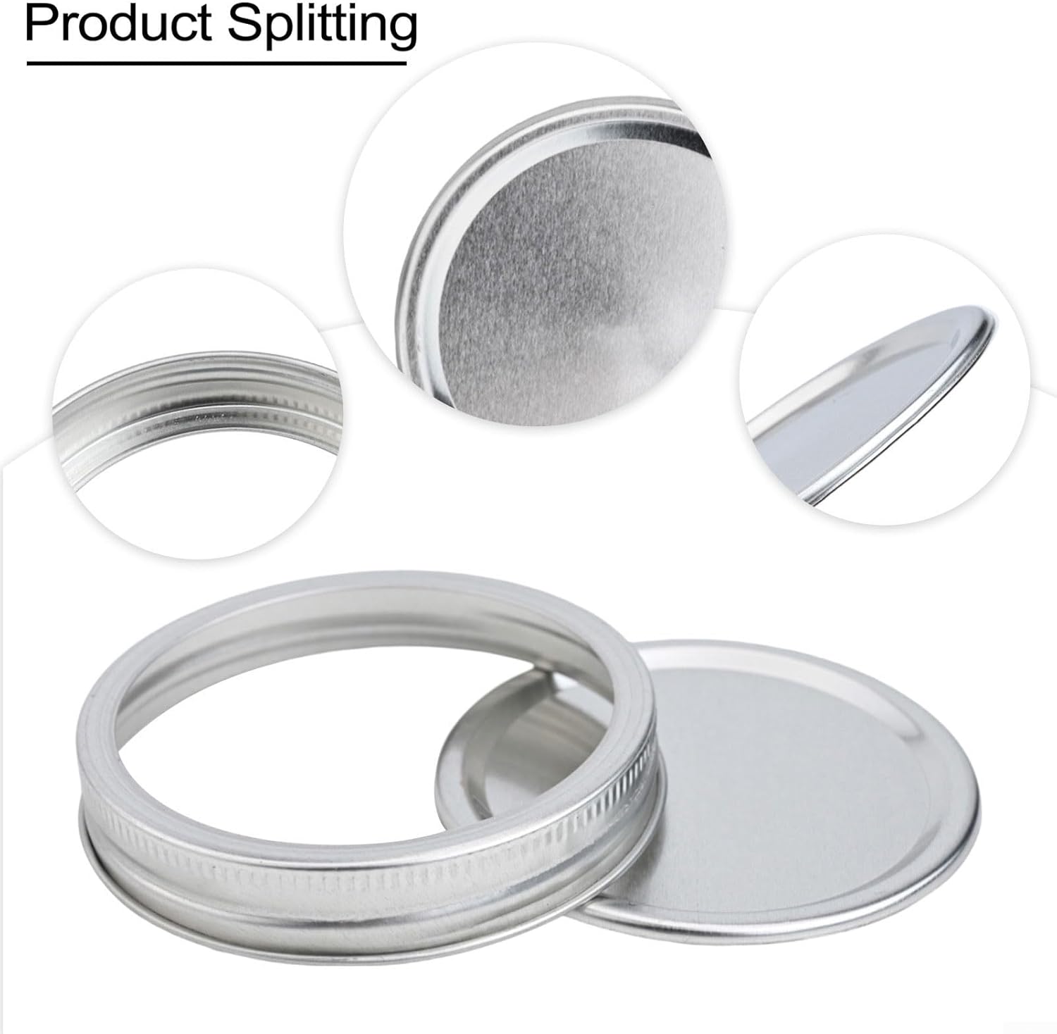 86mm Round Tinplate Can Sealing Lids, Proof & Leak-Proof Reusable Jar Lids with Silicone Sealing Ring Glass Bottles and Food Storage Jars (12-Pack)