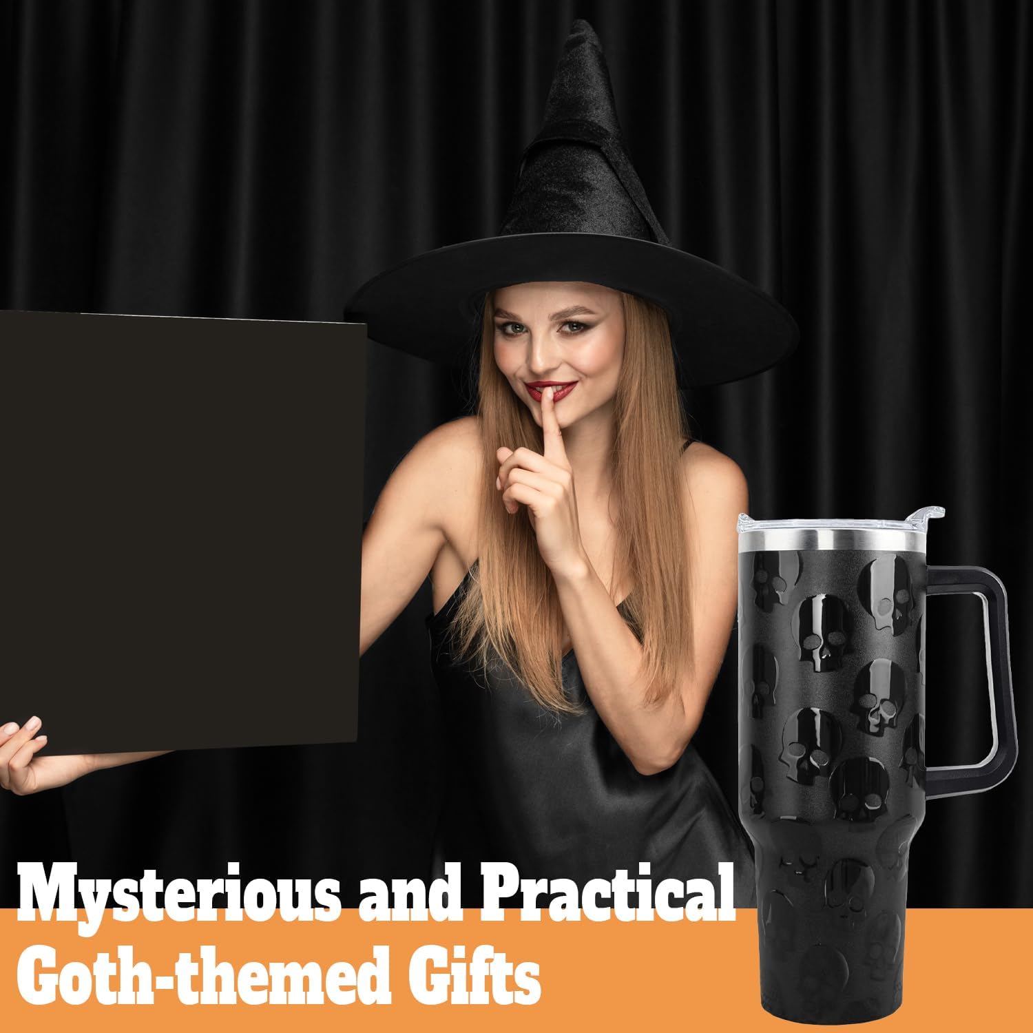 Goth Gifts Goth Tumbler Halloween Tumbler 40 Oz 3d-Printed Skull Gifts Cup For Women Men Spooky Skeleton Travel Mug with Handle Lid and Straw - Image 6