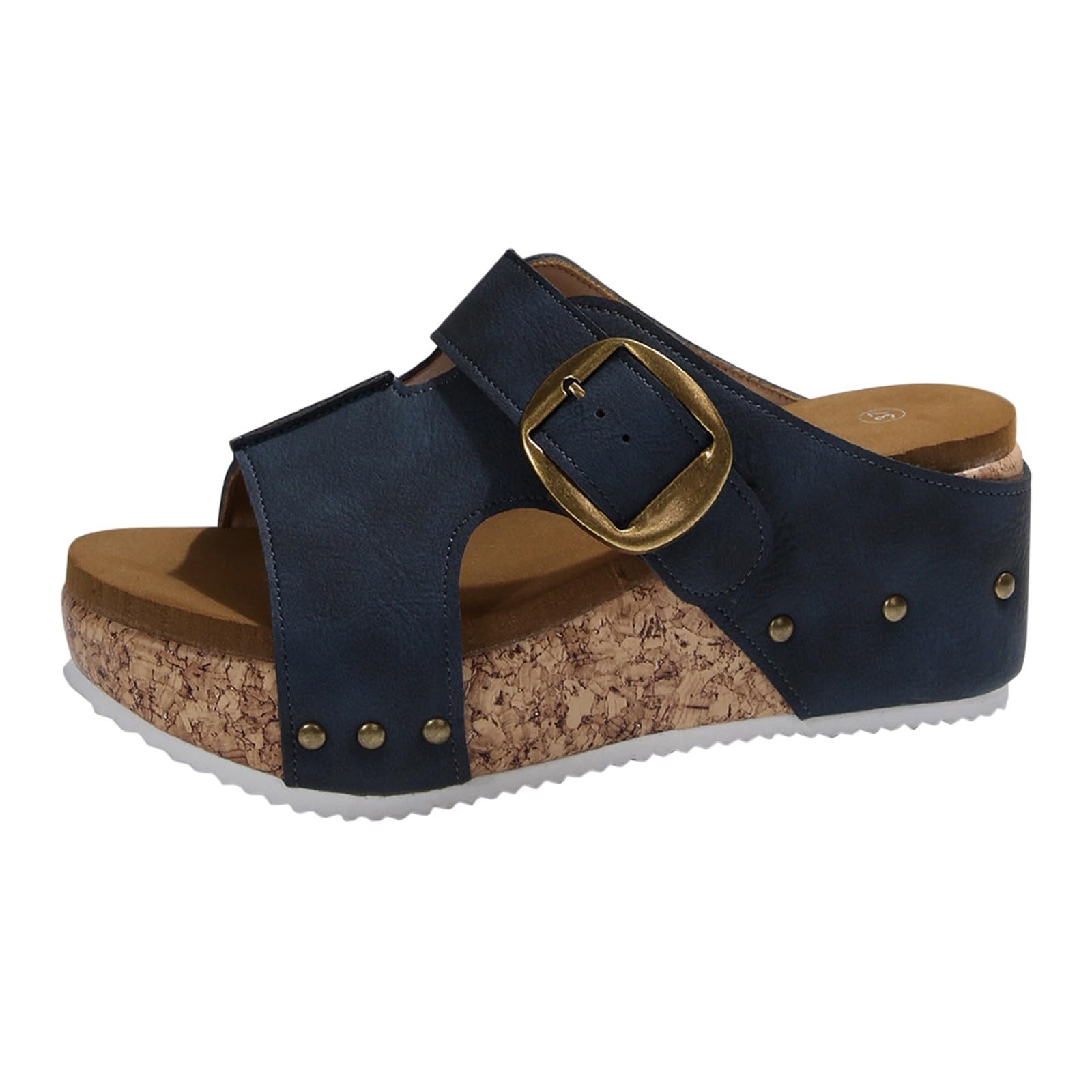 Genérico Chanclas con Cuña para mujer con hebilla y gruesa de tamaño, nuevas sandalias de playa con punta abierta y hebilla para Casual Senderismo