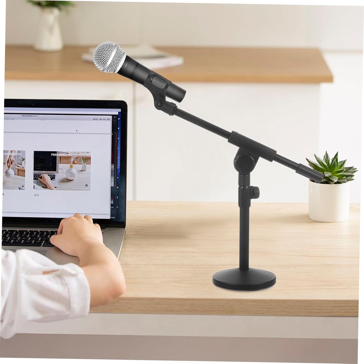 Professional Microphone Stand Boom Arm Height Adjustable for Desk Recording