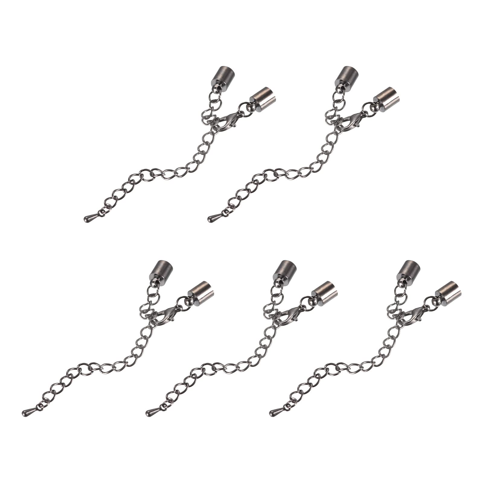 Cierres de mosquetón negro metálico de 6 mm para pulseras con cadena extensora
