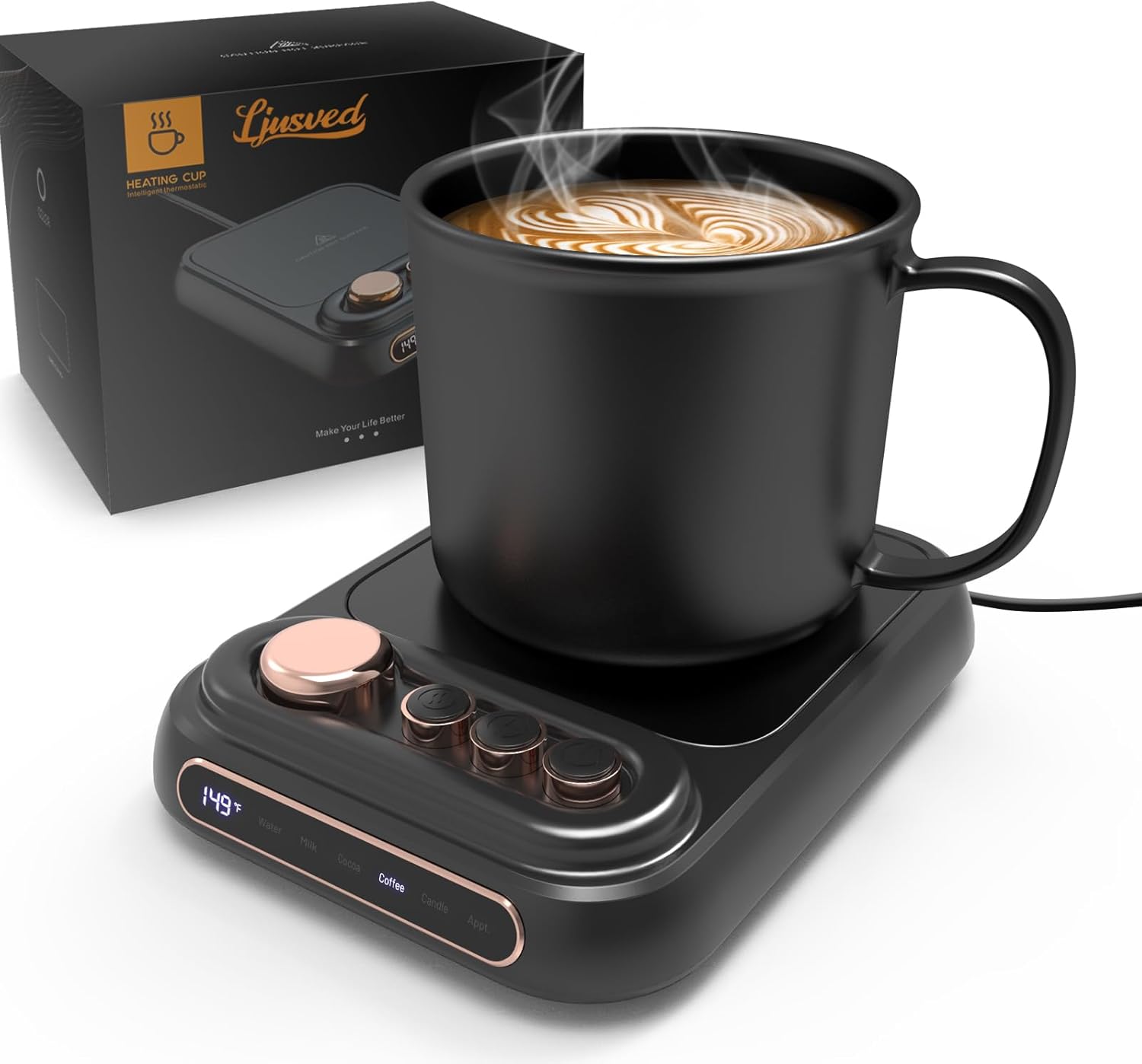 Coffee Mug Warmer Set, Cup Warmer for Desk with Electric Auto Shut Off, High Performance Self Heating and Warming, 5 Temperature Control Settings & Timer, a Heated Mug Included