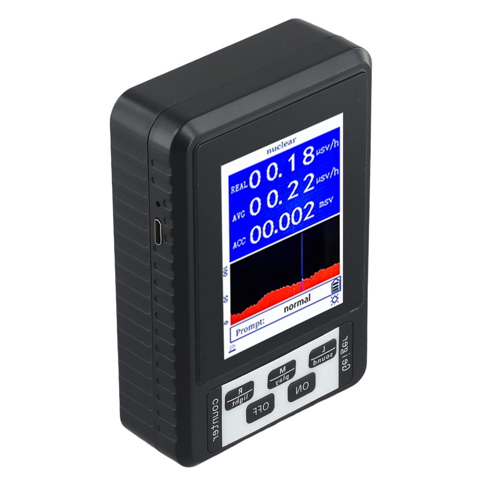 BR-9B Geiger Contatore Radiazioni Nucleari con Schermo 2.8 Pollici Beta Gamma X-Ray Tester Alta Sensibilità per Ispezione Materiali e Screening Radiofarmaceutico