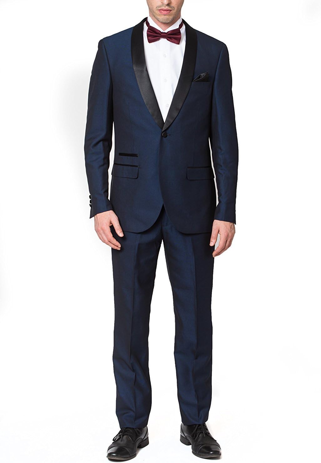 Men's Slim Fit One Button Satin Shawl Collar Tuxedo Suit