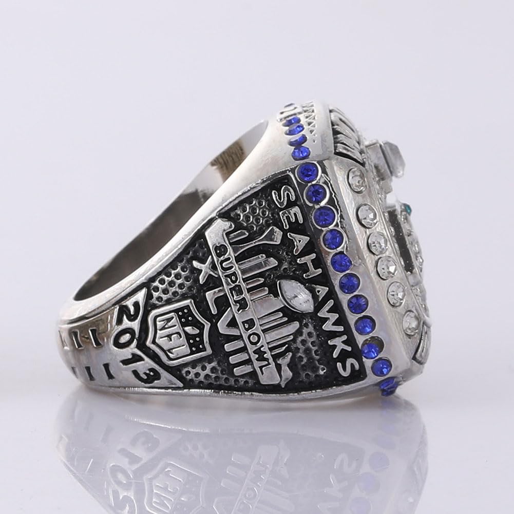 2013 Seahawks Championship Ringe Mit Holzbox National Football Champion Ring Rugby Schmuck Kollektion Sport Gewinner Award Preis Geschenke Für Fans