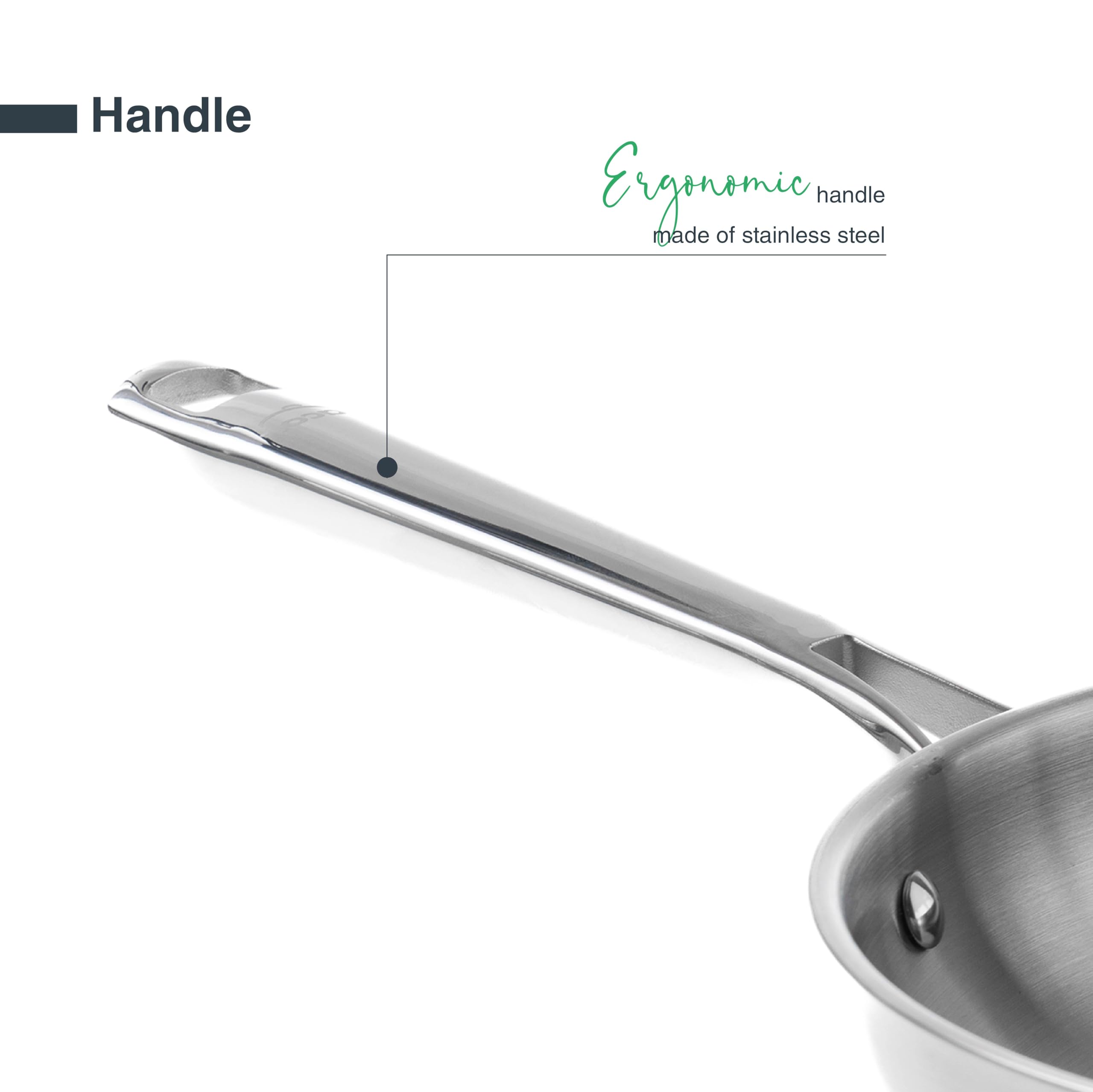 Poêles à Frire LACOR - 45420 - Poêle Foodie, Poêle En Acier Inoxydable 18/10, Sans Poele Inox 18/10