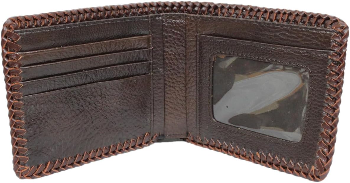 ThanhVinh Handmade Genuine Chicken Leather Men's Bifold Wallet: Stylish & Durable (Red Brown)