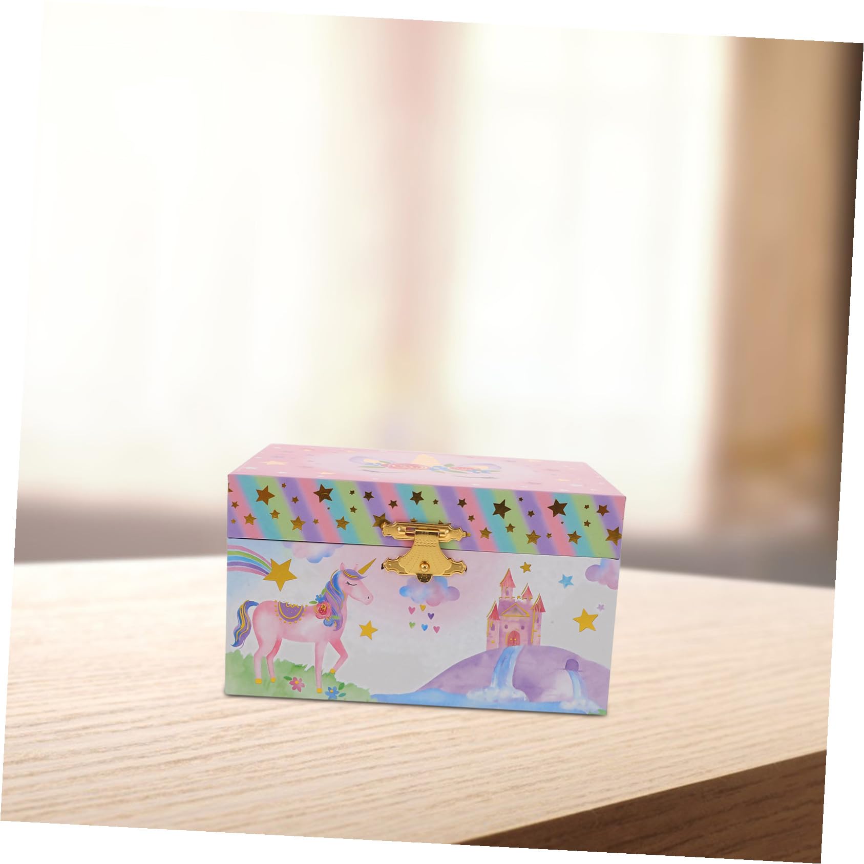Caja de Música para Niña con Diseño de Unicornio, Joyero Musical de Madera con Espejo y Almacenamiento Versátil para Cumpleaños y Año