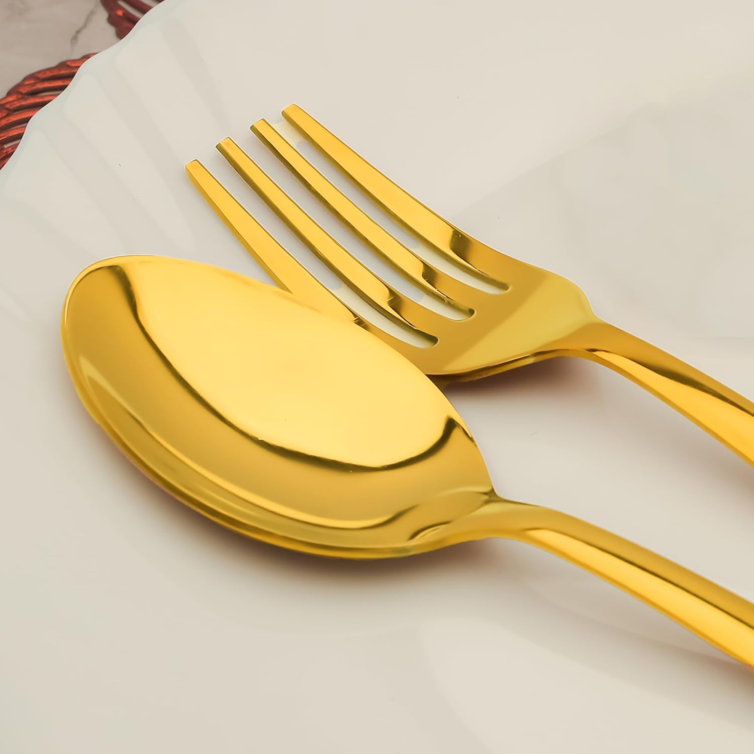 Stainless Steel Golden Cutlery Set of 12, 16 cm Each, Premium Cutlery Set for Home & Kitchen, PVD Gold Flatware, Elegant Dining (6 Dinner Spoons & 6 Dinner Forks)…