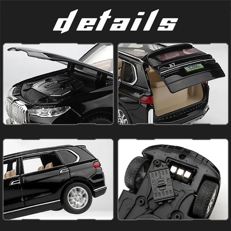 Image of Kids Model 1:32 BM X7 Die Cast Metal Car Pull Back Action Opening Doors with Realistic Engine Sound Lights Toy Car Gift for Boys - Multi