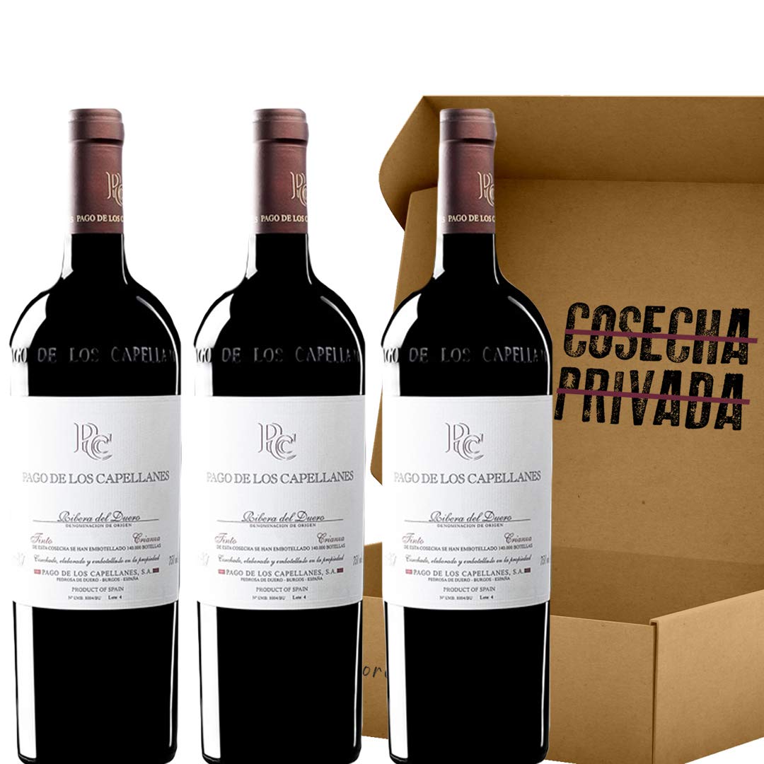 Pago de los Capellanes Crianza Tempranillo - Envío Gratis 24 H - Pack 3 botellas - Ribera del Duero - Seleccionado por Cosecha Privada - Añada puede variar - Regalo