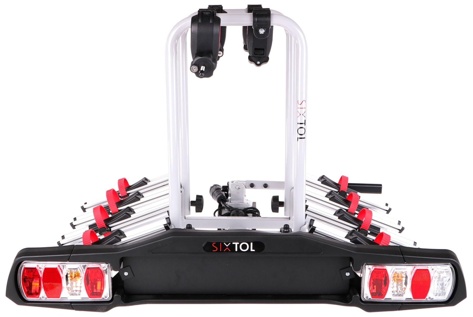 SIXTOL Bike 4 | Portabicicletas para Enganche de Remolque | para 4 Bicicletas | Plegable con Cerradura, 13 Polos | Capacidad de Carga de 60 kg
