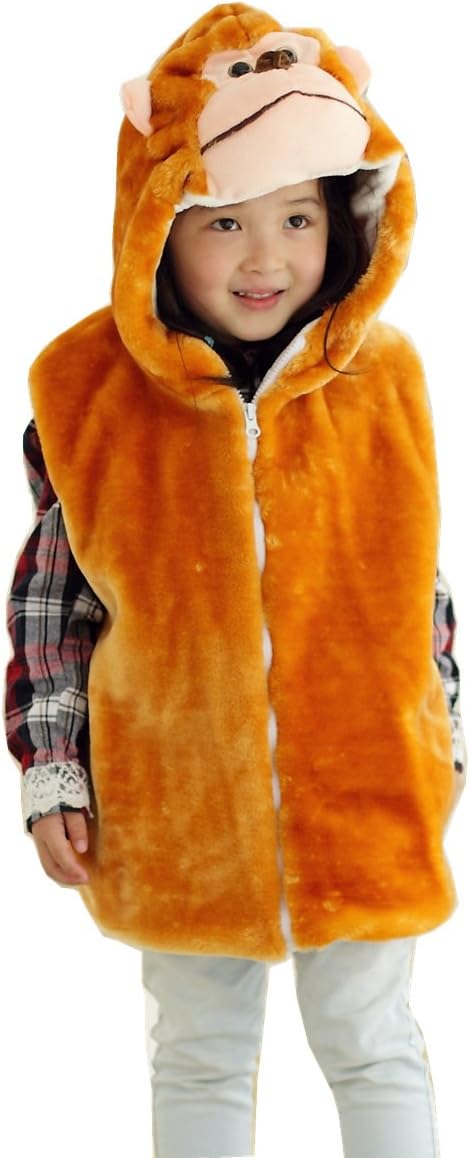 JOYHY Kids Animal Vest Hoodie - Plush Fleece Cosplay Costume, Unisex Sleeveless Hooded Vest