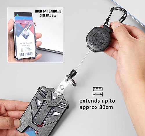 Miniatura 4 de Soporte retráctil para tarjetas de identificación, clip retráctil, mosquetón de alta resistencia, llavero con cordón, soporte para tarjetas de