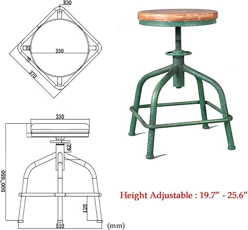 Miniatura 3 de Topower Taburete de cocina de granja, taburete de mostrador industrial, asiento redondo decorativo de cocina estándar, taburetes de bar giratorios