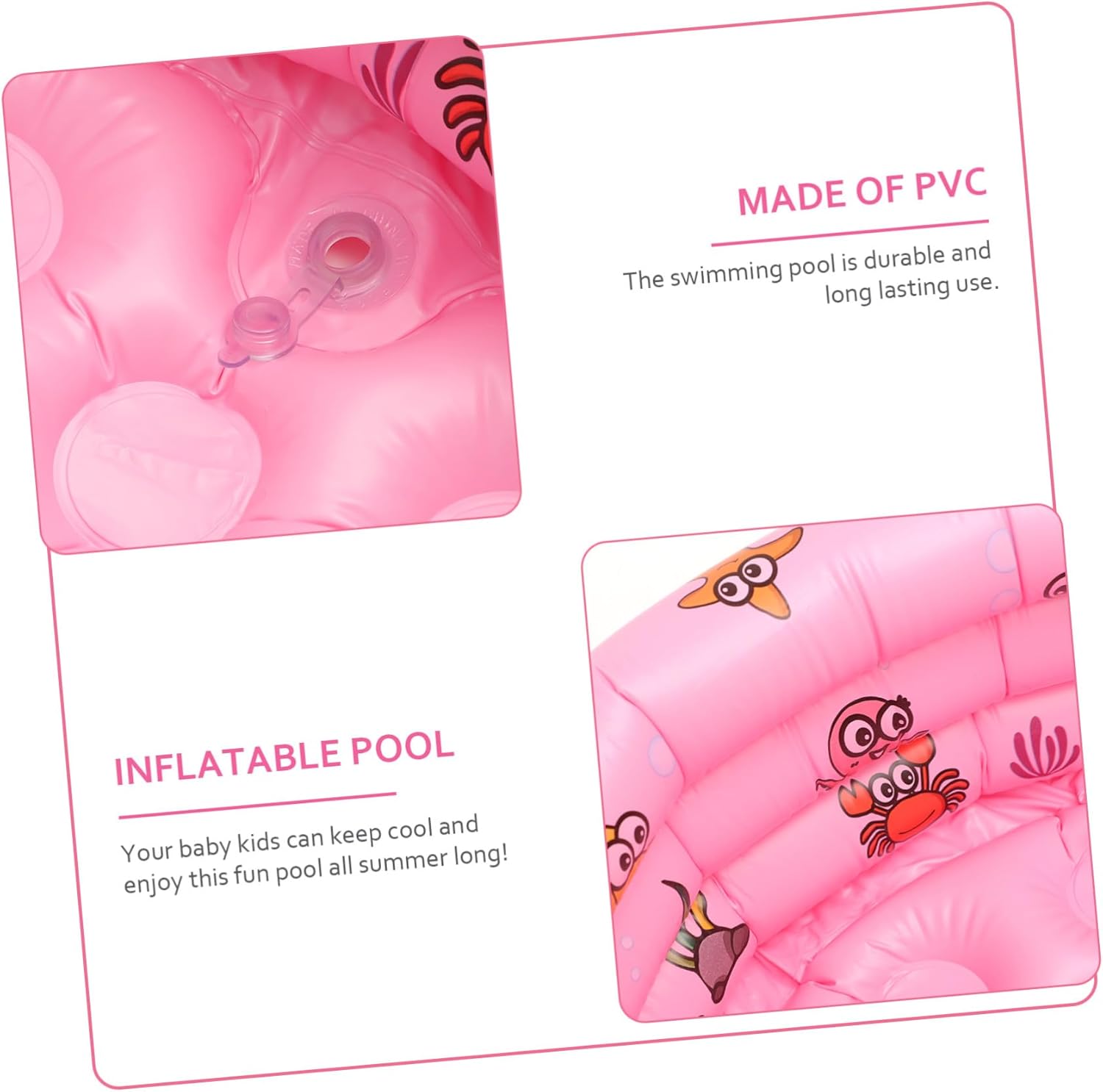 23pcs Inflatable Swimming Pool for Air Pump and Repair Kit PVC Material Floating Ocean Ball Design Pink Multifunctional Bathtub for Summer Cooling and Outdoor Fun