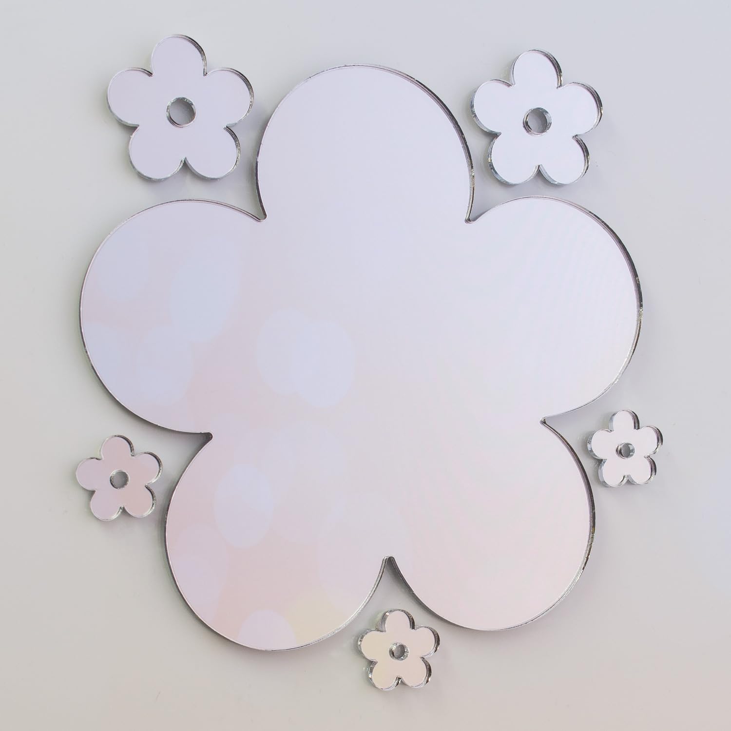 Laserables Mirror Decorative Home Livingroom Bathroom Kitchen Bedroom Wall Door with Adhesive Sticky Pads (1, Flower Set [29cm])