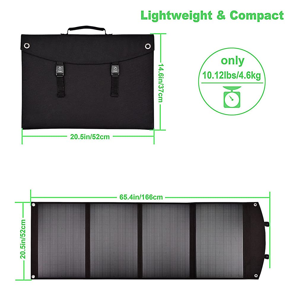 Caricabatterie a Pannelli solari 100W Pieghevole Caricabatterie Solar Solar Cells Plate Bank con DC 12-18V Porti di Uscita USB USB 3.0 per la Batteria per Auto Laptop della Centrale elettrica