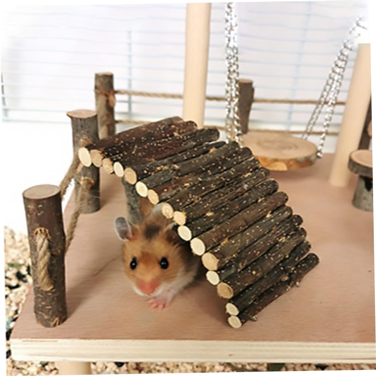 VANZACK Wooden Climbing Ladder Toy for Animals Exercise Toy for Hamsters Rats and Other Pets Promotes Fun and Balance