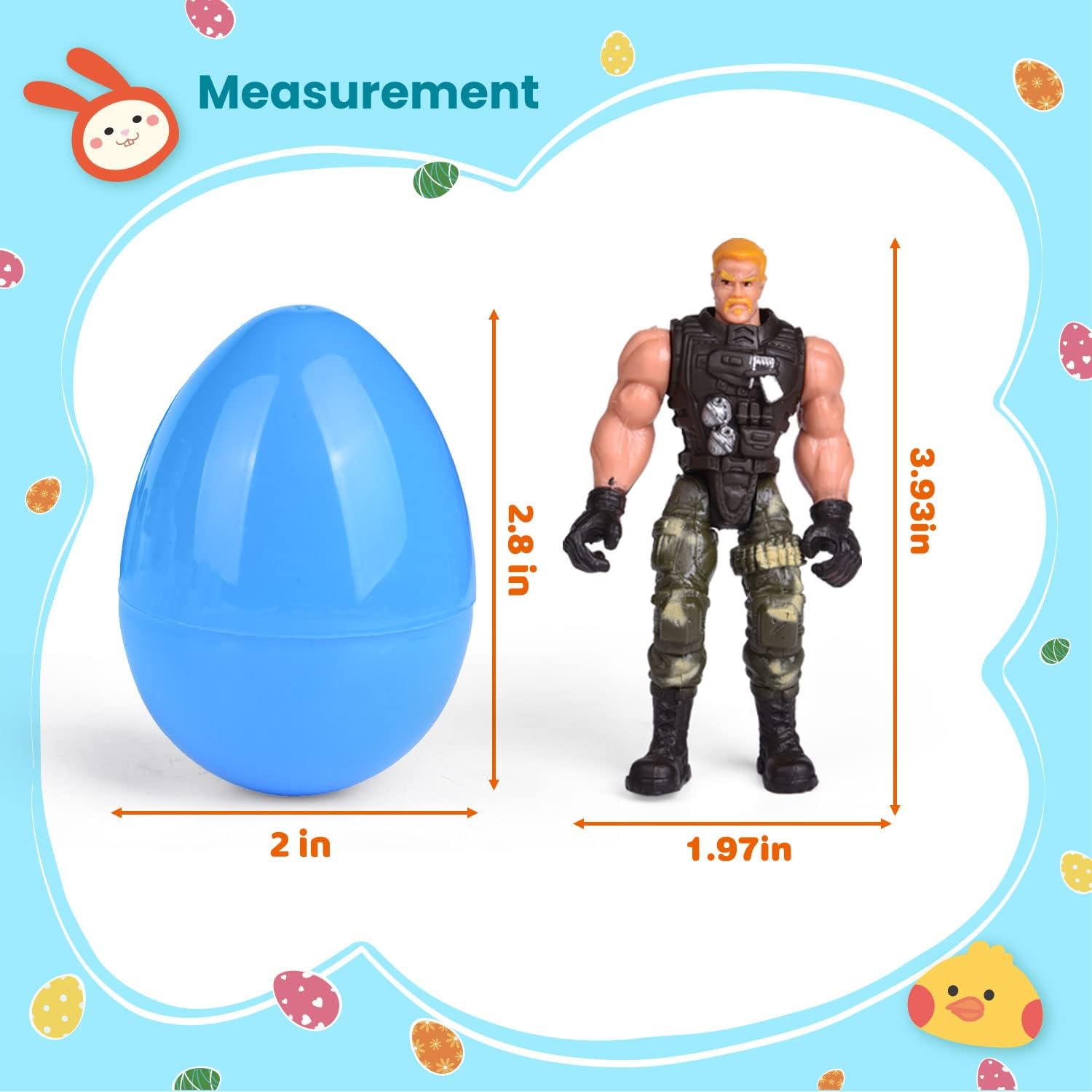 Fun Little Toys 12PCS Easter Eggs Prefilled with Army Men Realistic Army Ranger Action Figures, Easter Stocking Stuffers, Easter Basket Stuffers, Easter Egg Fillers