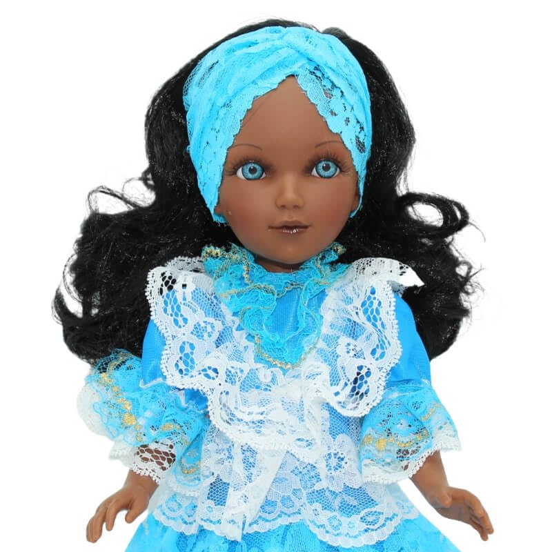 FOLK Muñeca Mari's mulata Yemaya Vidal Rojas Dolls Original 41 cm. colección Vestido religioso santera. Fabricada en España Artesanía