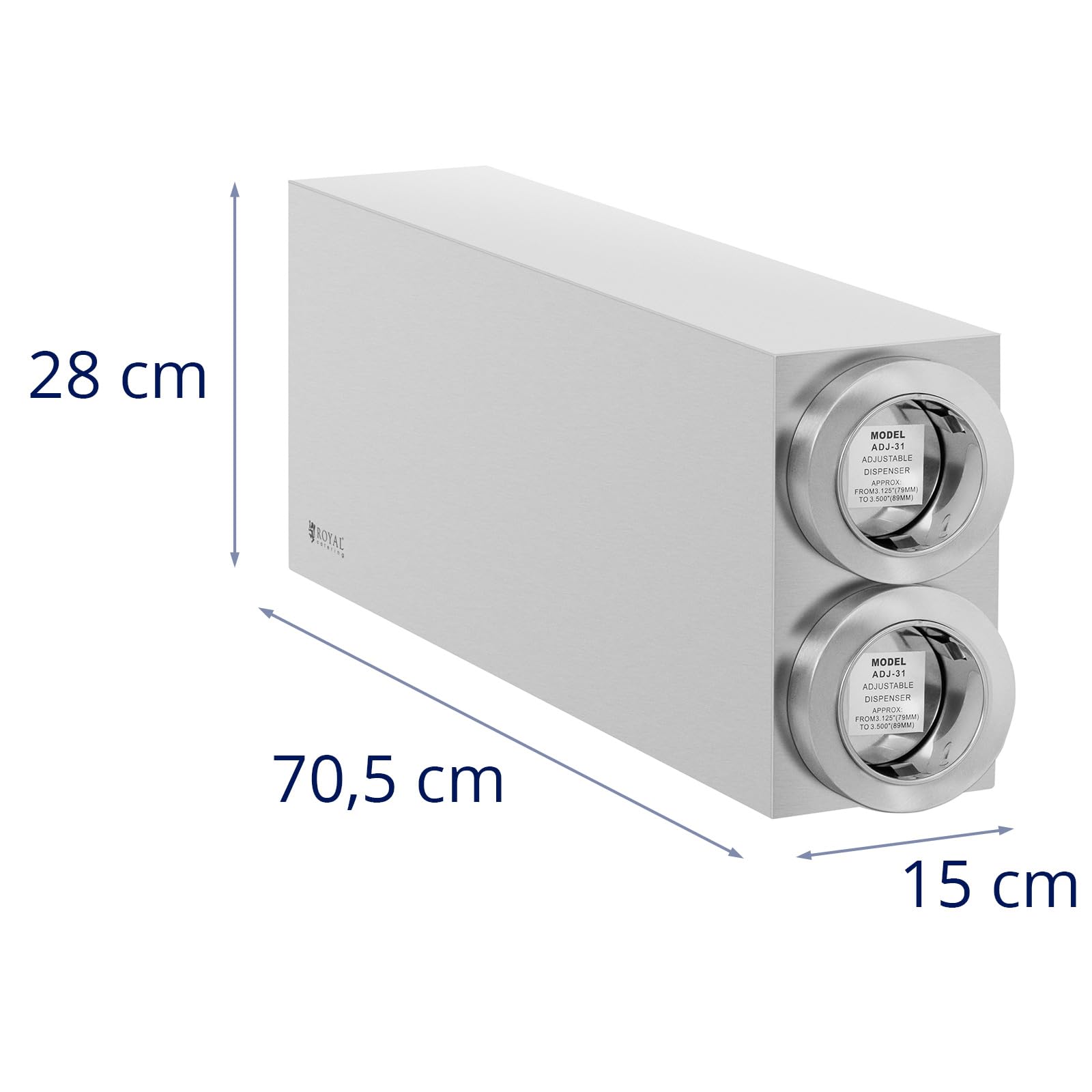 Royal Catering RCCD-02 Becherspender zweifach Edelstahl für Becher mit bis 89 mm Durchmesser Einwegbecher-Spender Kaffeebecherspender