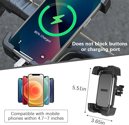 Miniatura 2 de Soporte de teléfono para motocicleta, soporte para manillar de bicicleta antivibraciones ajustable en 360 con almohadilla que absorbe los golpes,