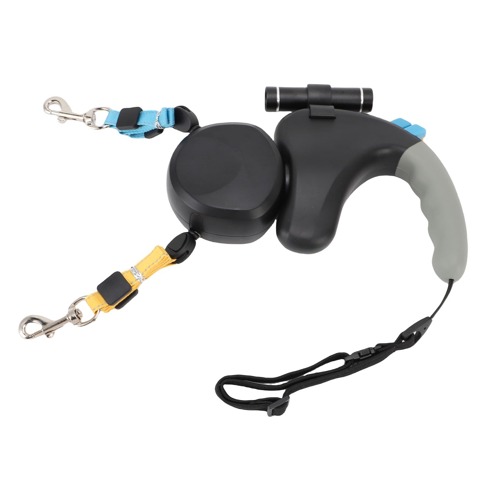 Generic Correa para Perros de Doble Cabeza con Luz LED, Retráctil de 3 Metros, Control para Dos Perros, para Pasear Dos Simultáneamente (Black)