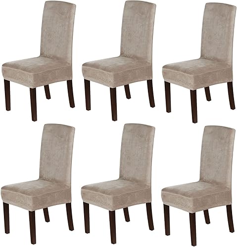 Vista 8 de Fundas de terciopelo para sillas de comedor, fundas elásticas para sillas de comedor, fundas protectoras de silla de 2/4/6 piezas, fundas Azul marino