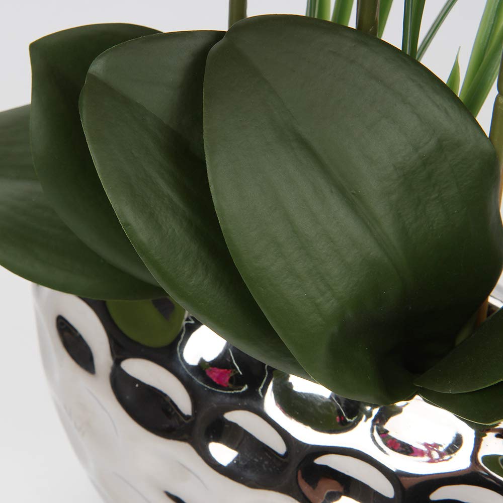 Kunstpflanze Orchideen Künstliche Deko Blumen Kunstblumen Wie Echt Mit Real-Touch Blüten im Keramiktopf Tischdeko Fensterbank Deko, Höhe 44 cm, Lila