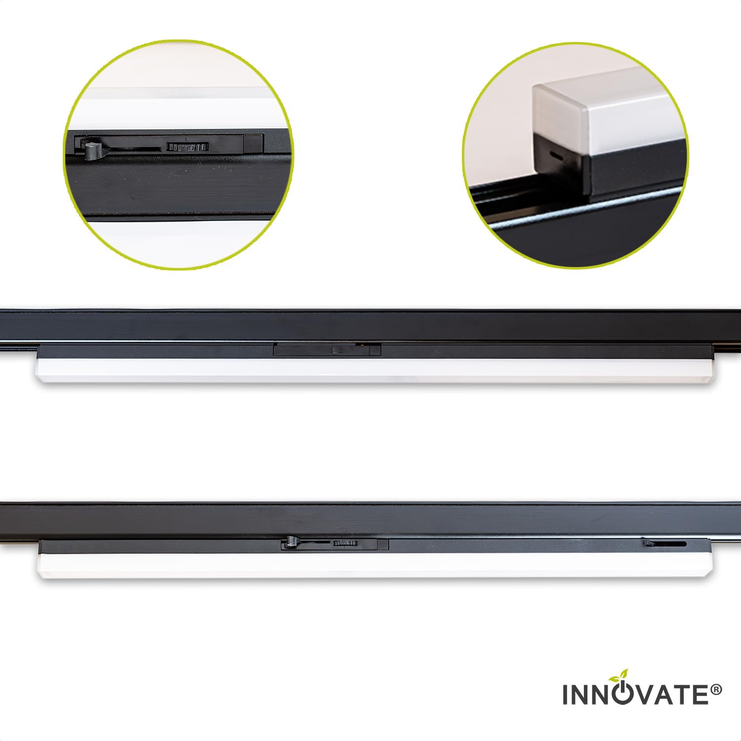 INNOVATE 3 Phasen LED Strahler Linearleuchte, 20W, 110°, 4000K | 3Phasen Spots schwarz I Schienenstrahler I Deckenstrahler Schienensystem Lampen I 3 Phasen Schiene LED Spot Linearleuchte 60