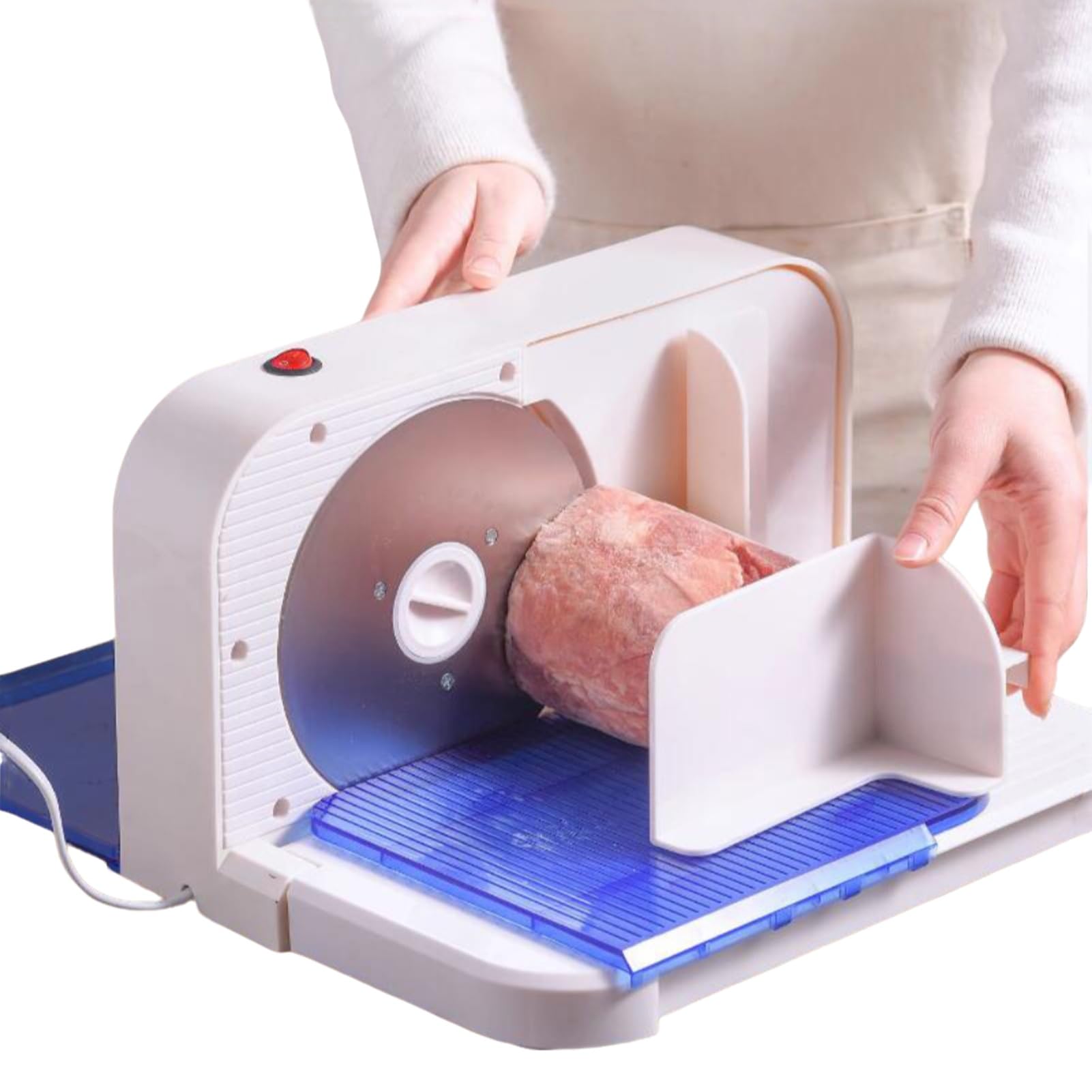 Cortador eléctrico de alimentos con grosor ajustable y hoja extraíble para delicatessen, carne, pan, queso, salchichas, verduras