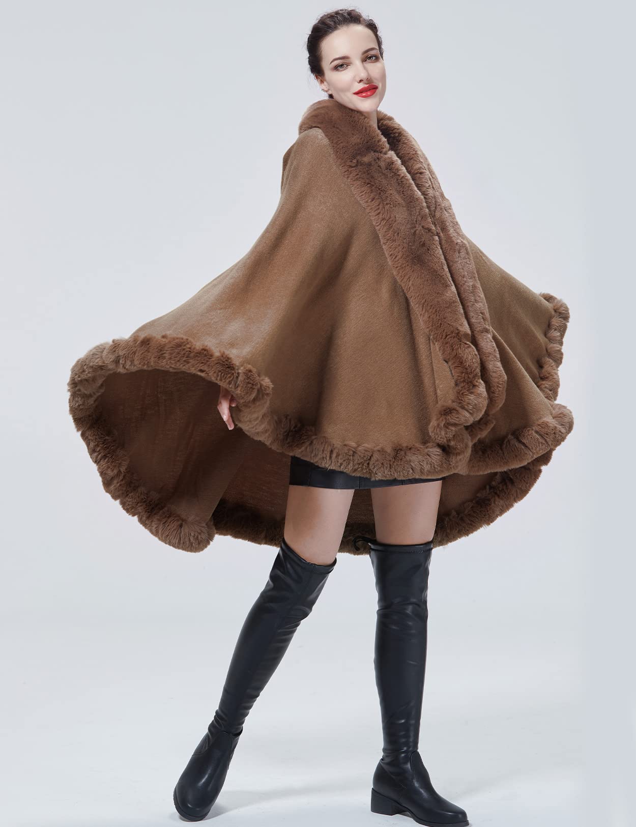 BEAUTELICATE Scialle Pelliccia Sintetica Ecologica Donna Stola Mantello Poncho Cappotto a Maglia Cardigan per Matrimonio Invernale Festa
