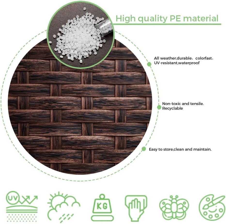 Miniatura 5 de Kit de reparación de mimbre, marrón oscuro moteado, material de polietileno para reparación de muebles de patio, 130 pies, alta resistencia