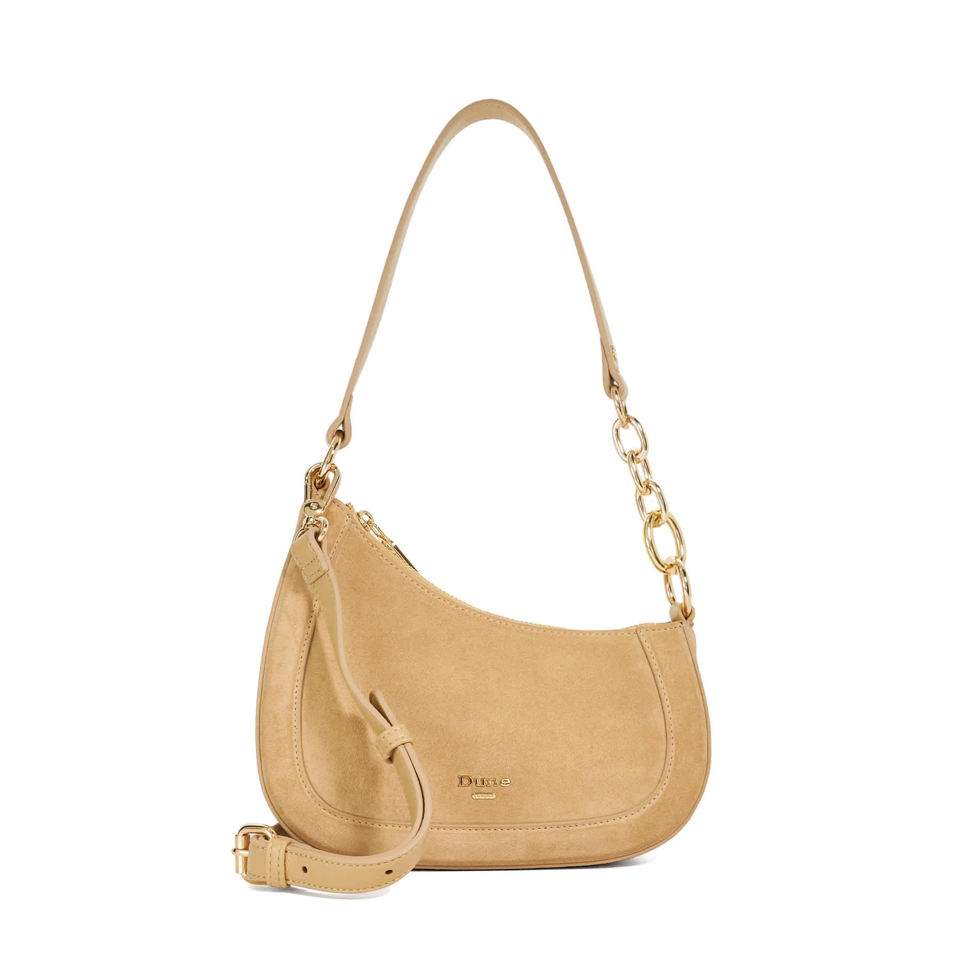 Dune London - Women's Shoulder Bag - Suede - Taupe - Direction