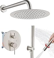 Vista 13 de Airuida Accesorios de ducha de 2 funciones, juego de grifo de ducha montado en la pared para baño, ducha de mano de latón de alta presión