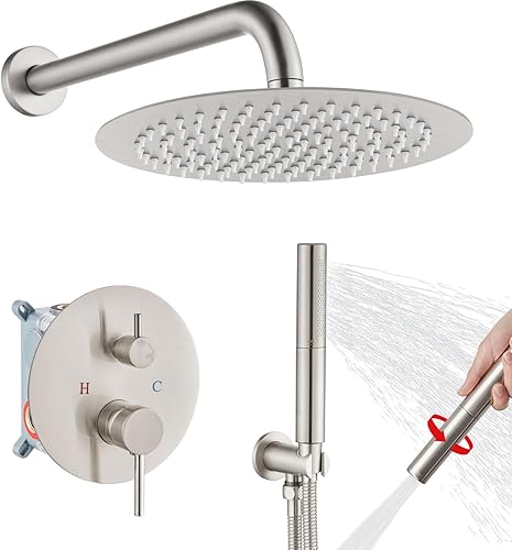 Miniatura 13 de Airuida Accesorios de ducha de 2 funciones, juego de grifo de ducha montado en la pared para baño, ducha de mano de latón de alta presión