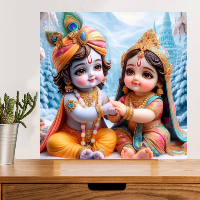 Image of British Terminal Cute little Bal Gopal Baby God Krishna| Kanha Ji | Laddu Lord Makhan Chor Painting Religious Poster for Pregnant Women for wall (matt thin vinyl,sticker,multicolor,unframed)| bj438