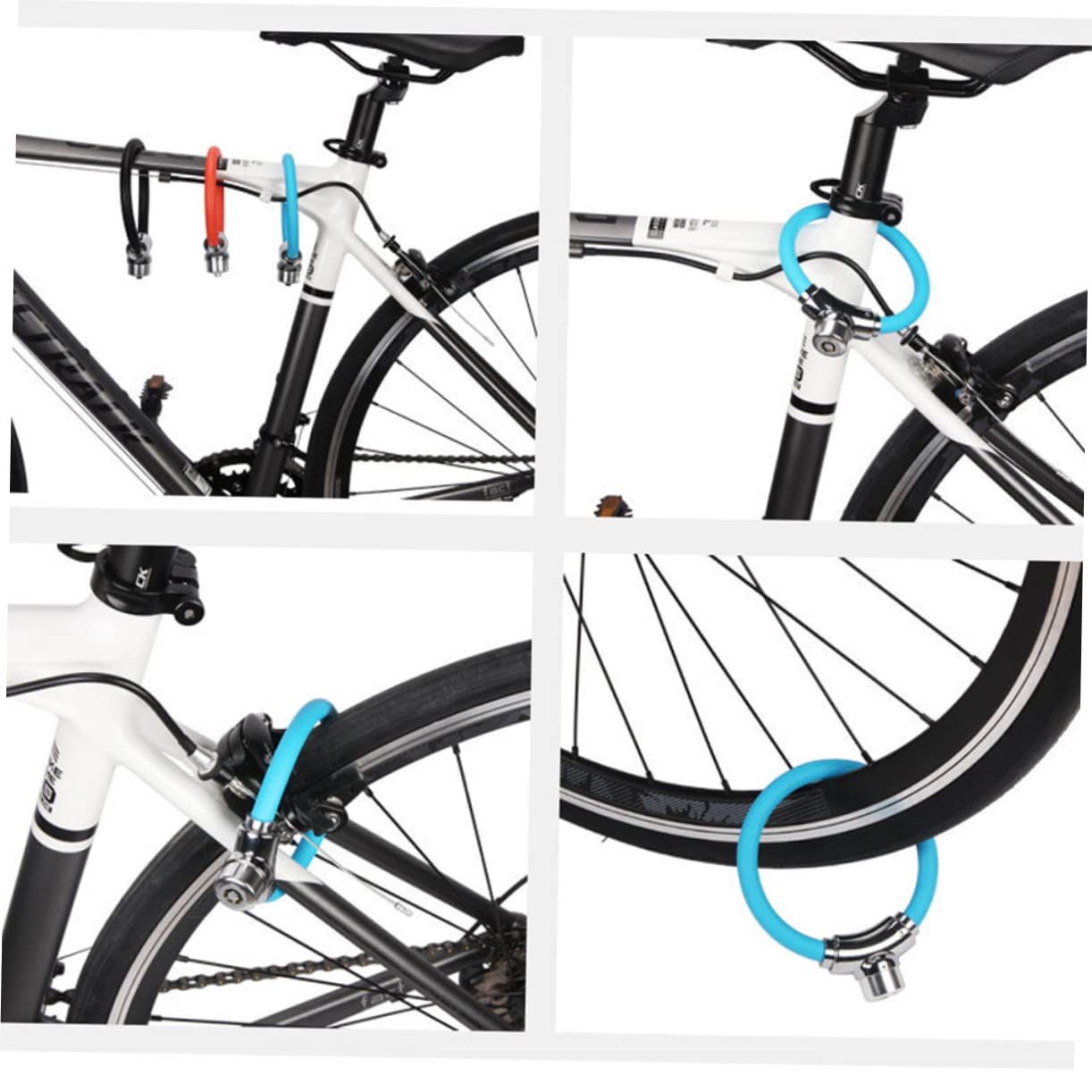 Lucchetto Bici a Cavo in Acciaio, Chiusura Blu in Lega di Alluminio e Pvc | Bike Outdoor e Outdoor Riding, Spazio Bloccabile, Facile Blocco, Uso Duraturo