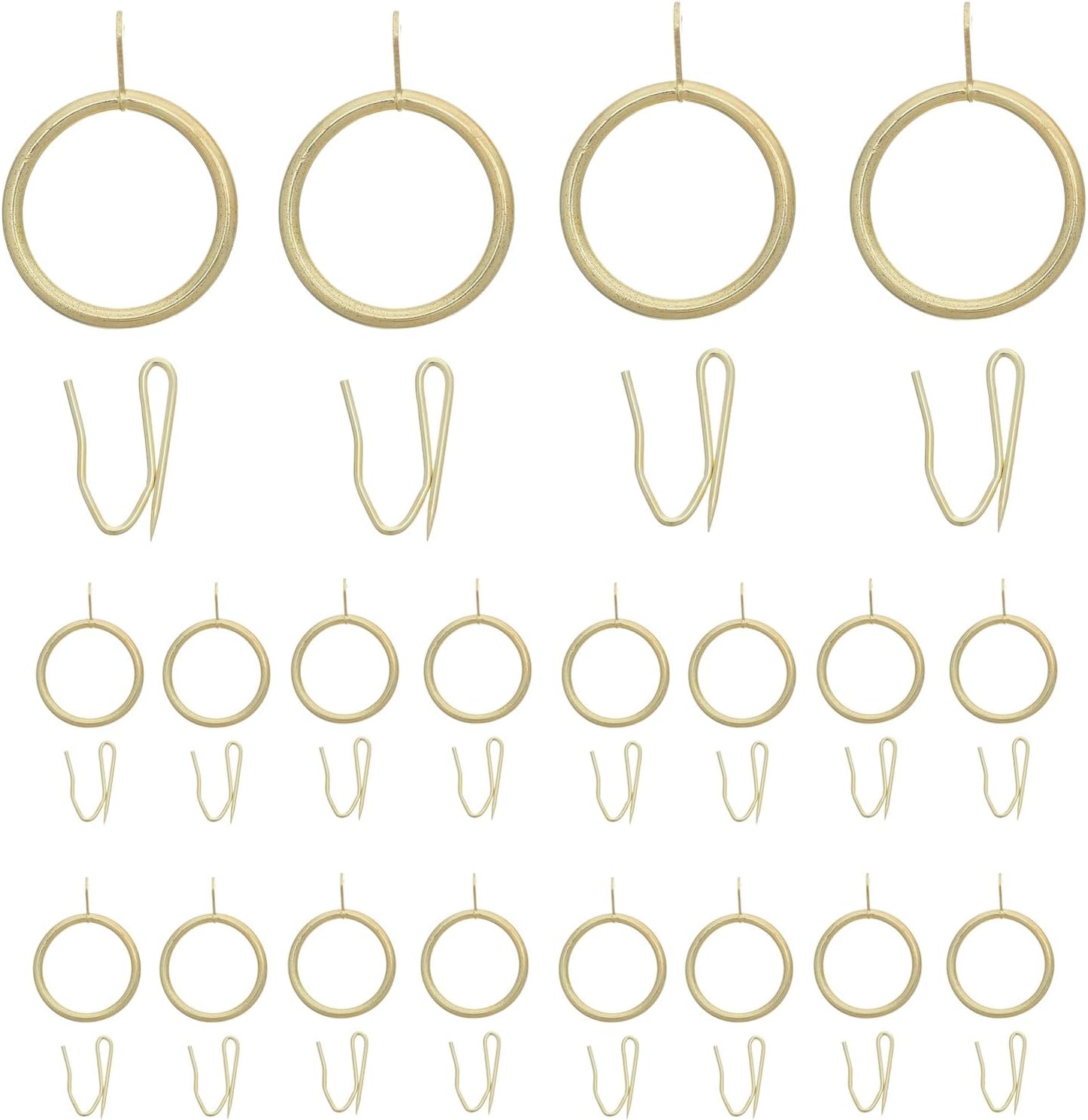 Garneck 100 Sets Metal Curtain Rod Rings with Eyelets and Hooks for Shower and Window Curtains Bathroom Drapery Accessories Thick Sturdy Construction Suitable for Pleated Drapes and