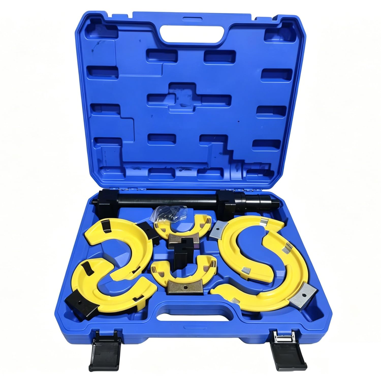 Juego de tensores de muelles universales | Compresor de muelles amortiguadores sin desmontar con funda protectora | Herramienta para comprimir muelles helicoidales en suspensiones de vehículos